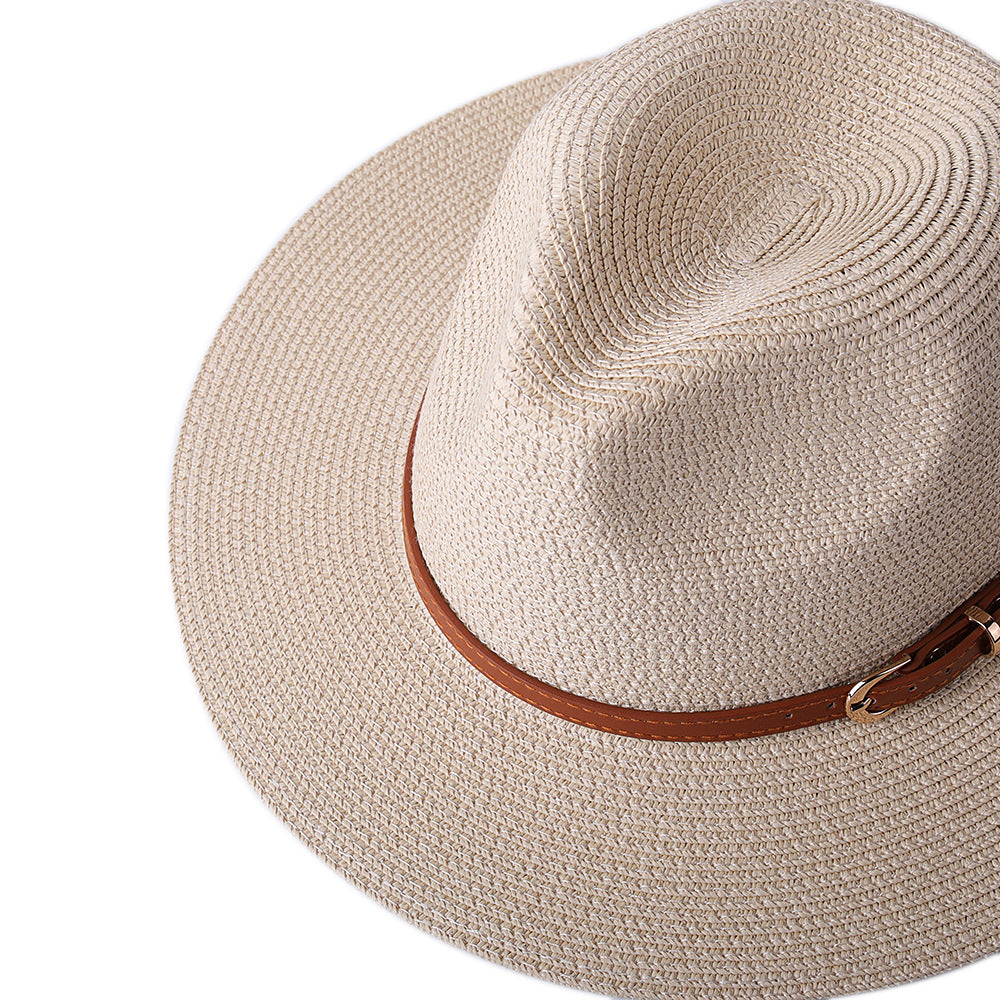 Beige Panama ladies retro summer beach hat