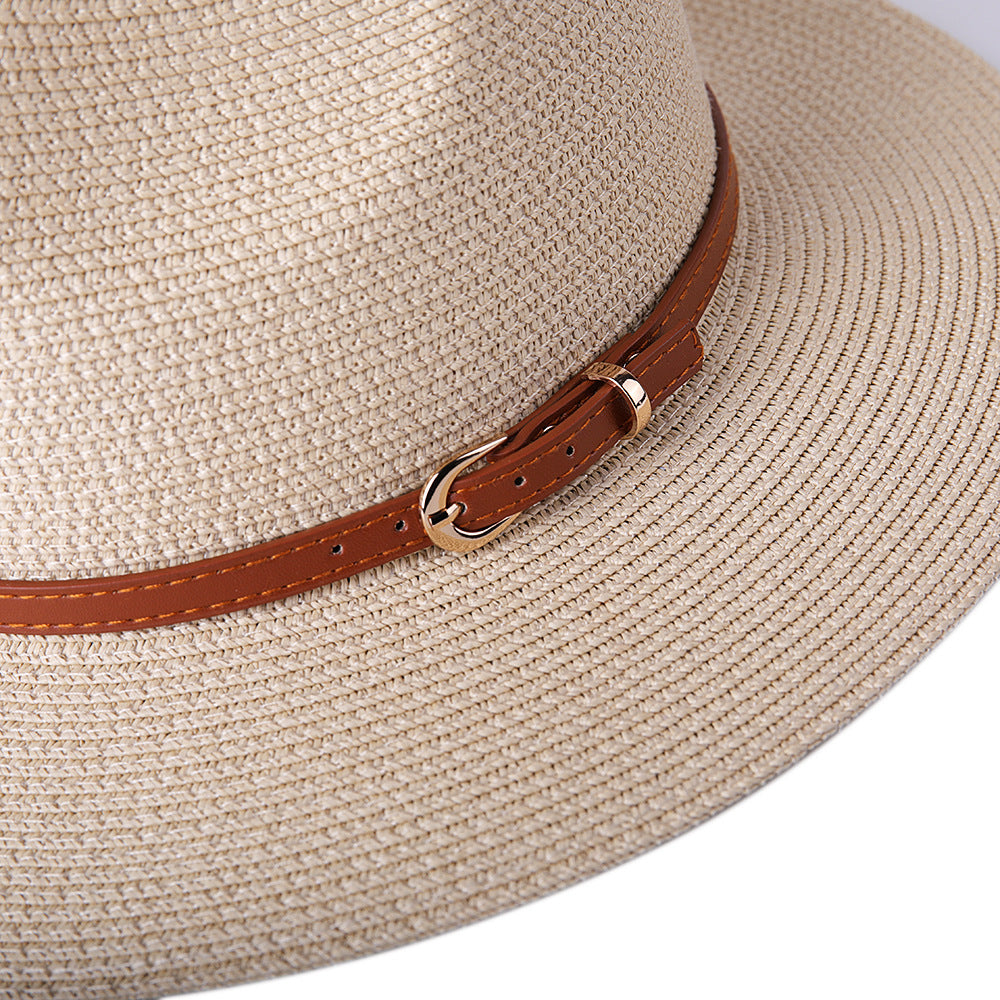 Beige Panama ladies retro summer beach hat