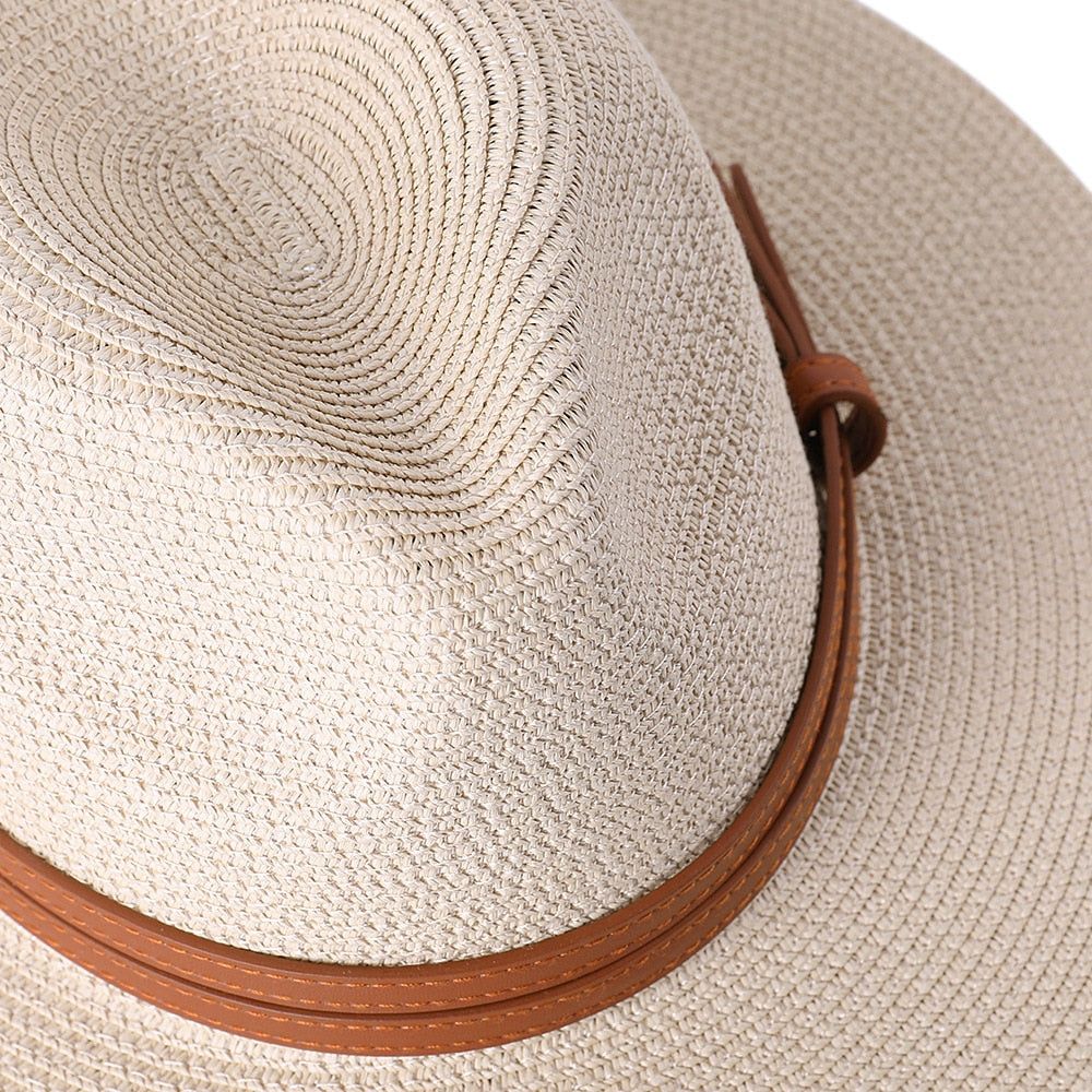 Beige Panama ladies retro summer beach hat