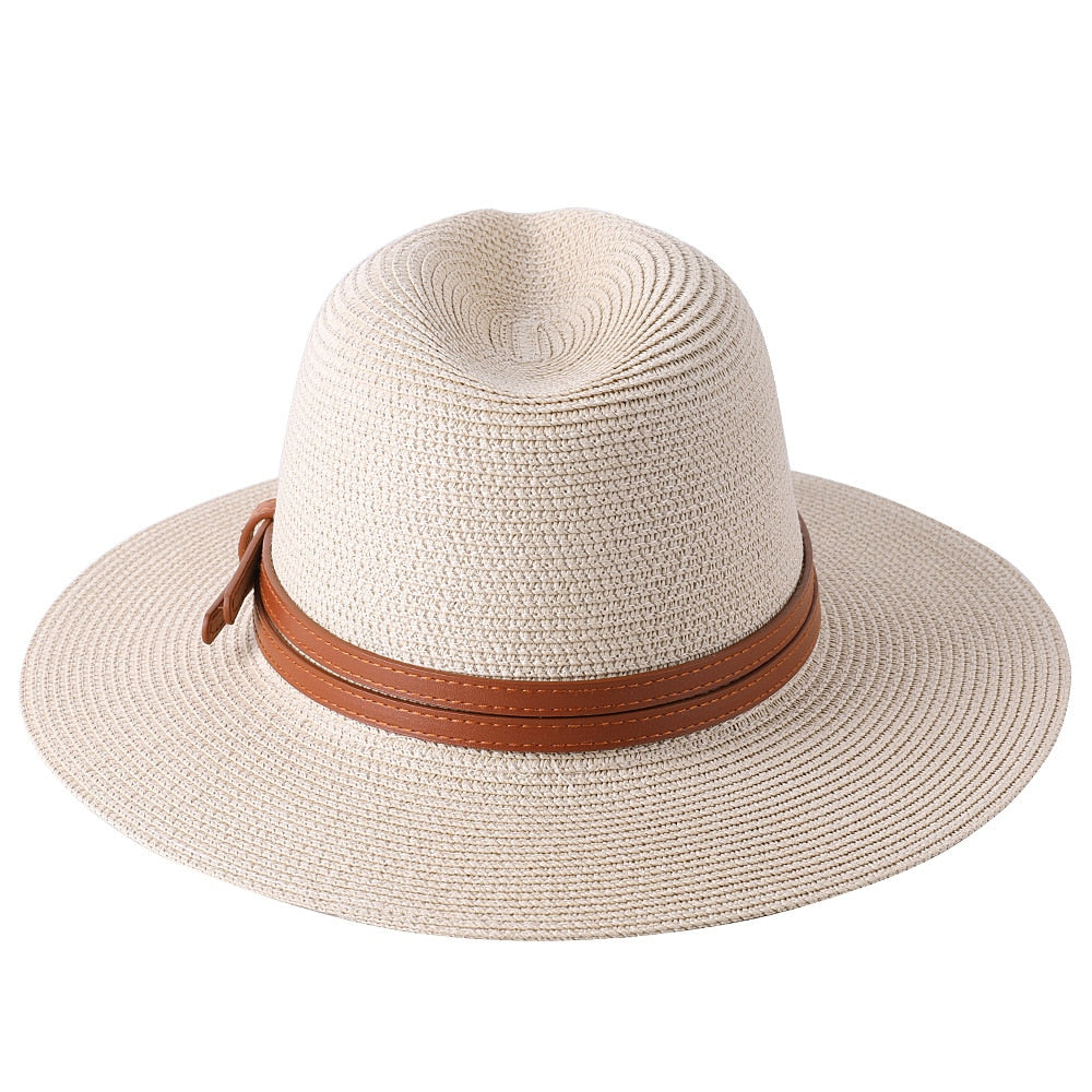 Beige Panama ladies retro summer beach hat