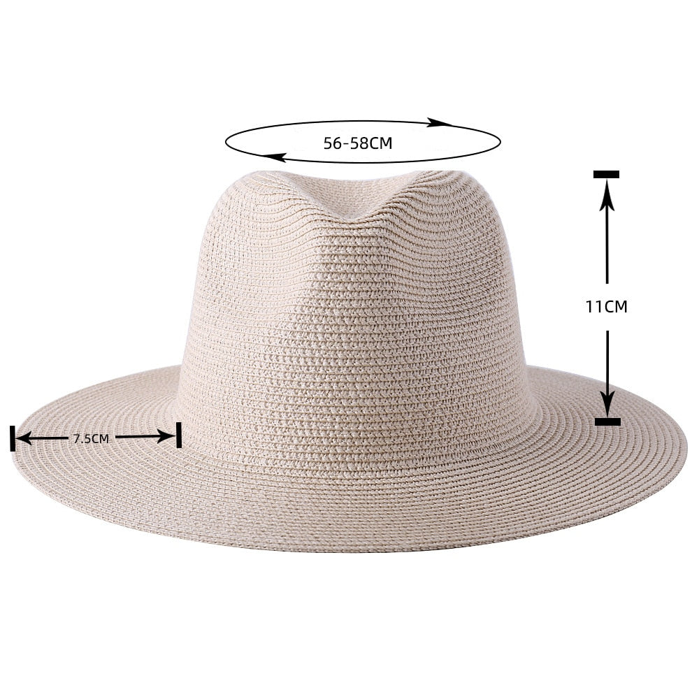 Beige Panama ladies retro summer beach hat