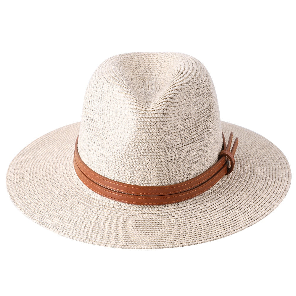 Beige Panama ladies retro summer beach hat