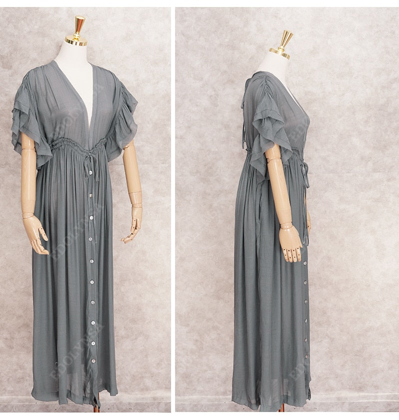 Grey summer fashion Long Cover up