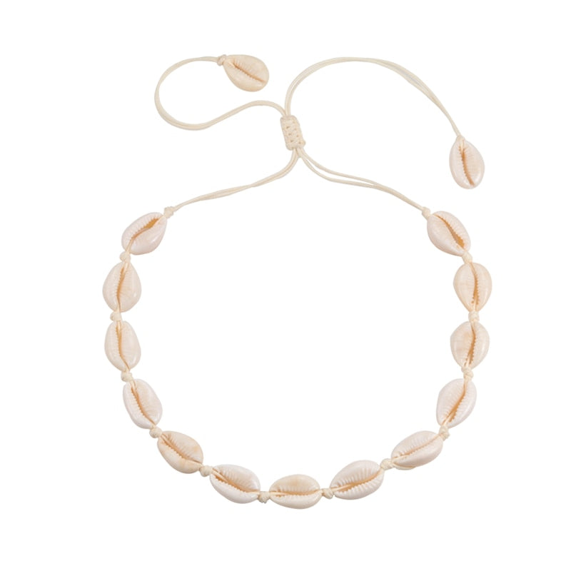 Ladies retro Bohemian white Shell Choker Necklace