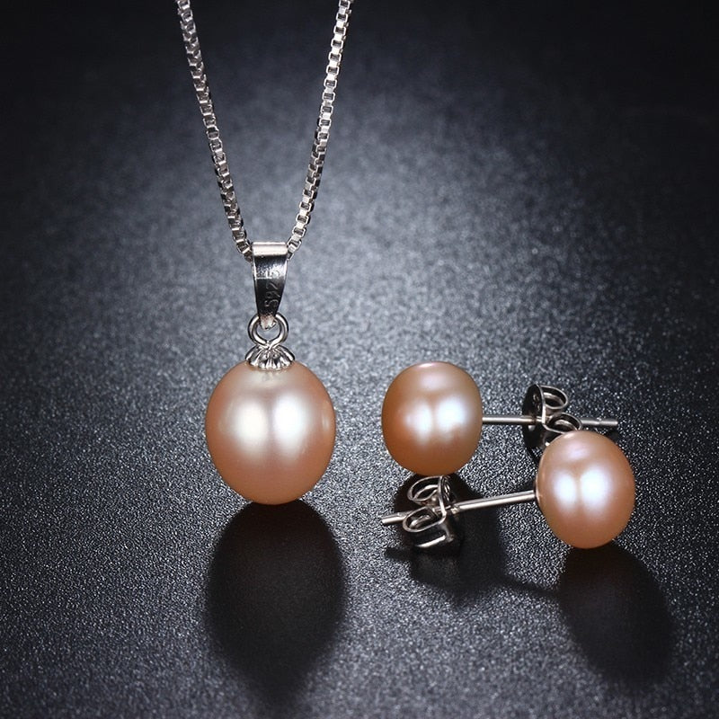 Freshwater pearl Necklace earrings Jewellery Set