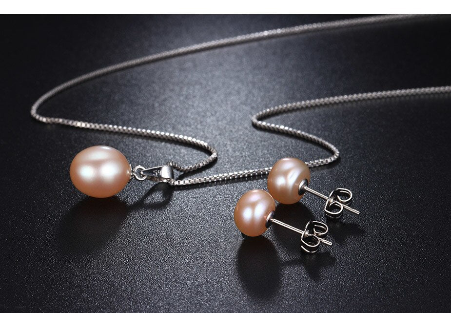 Freshwater pearl Necklace earrings Jewellery Set