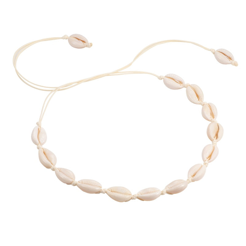 Ladies retro Bohemian white Shell Choker Necklace