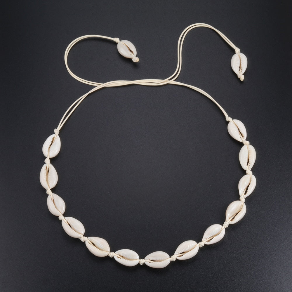 Ladies retro Bohemian white Shell Choker Necklace