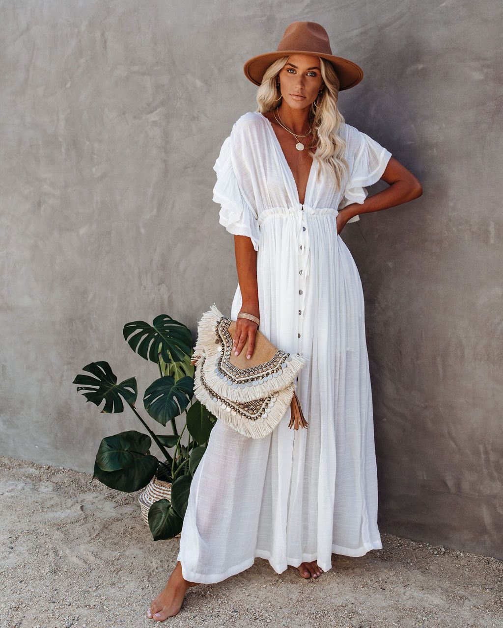 Sexy Long white Tunic casual summer Cover-up