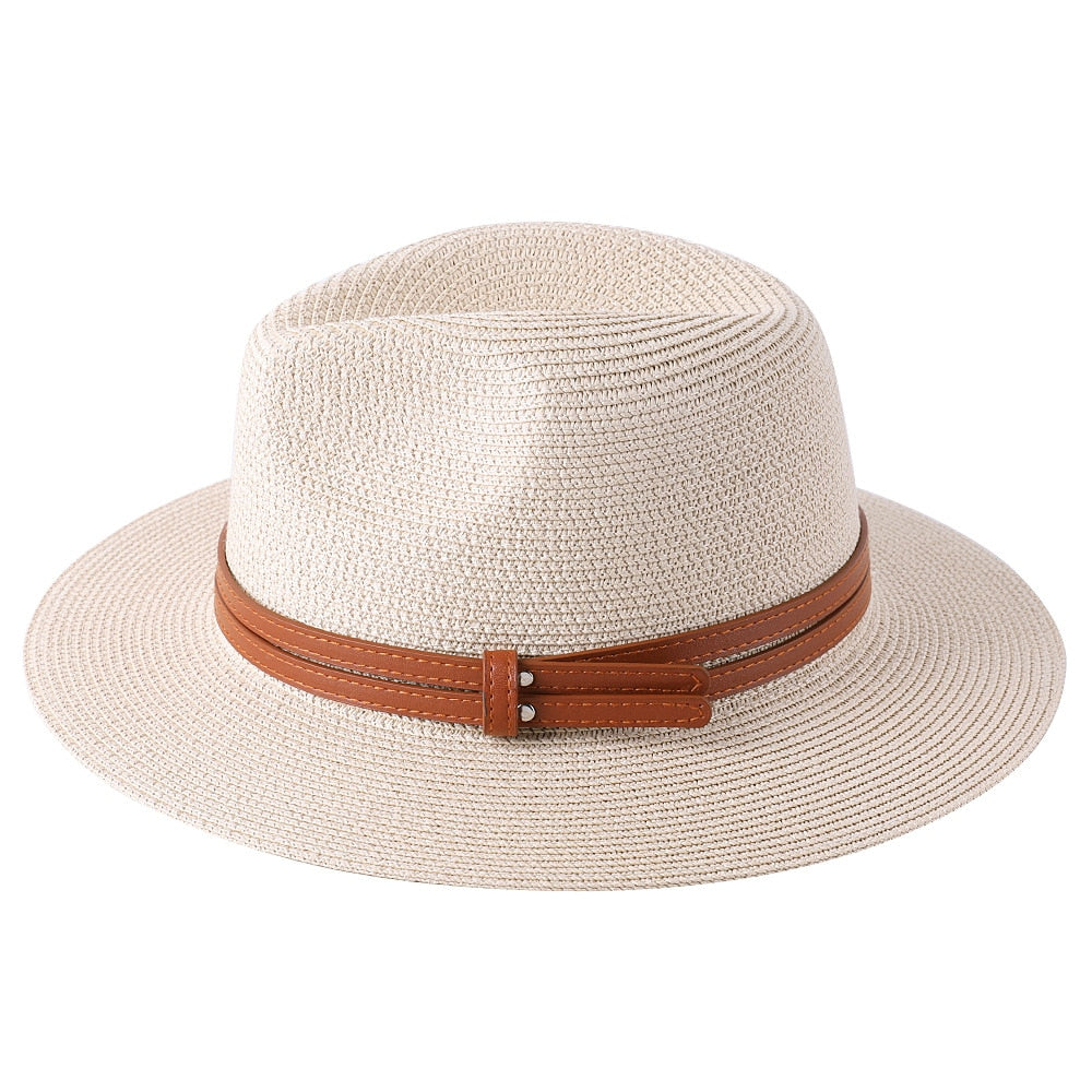 Beige Panama ladies retro summer beach hat