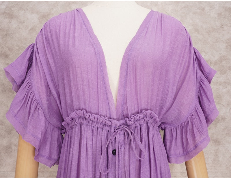 Purple beach summer fashion tunic cover up