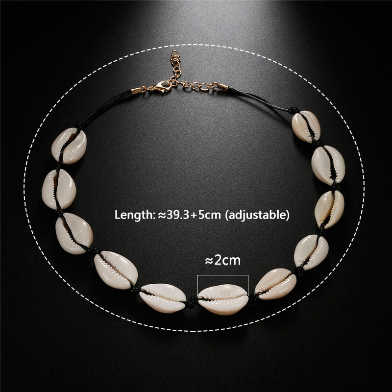 Ladies bohemian white shell choker necklace accessory