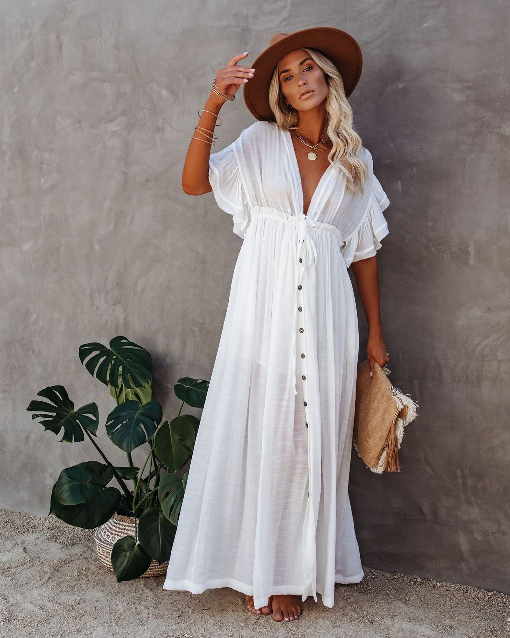 White long summer fashion Tunic cover up