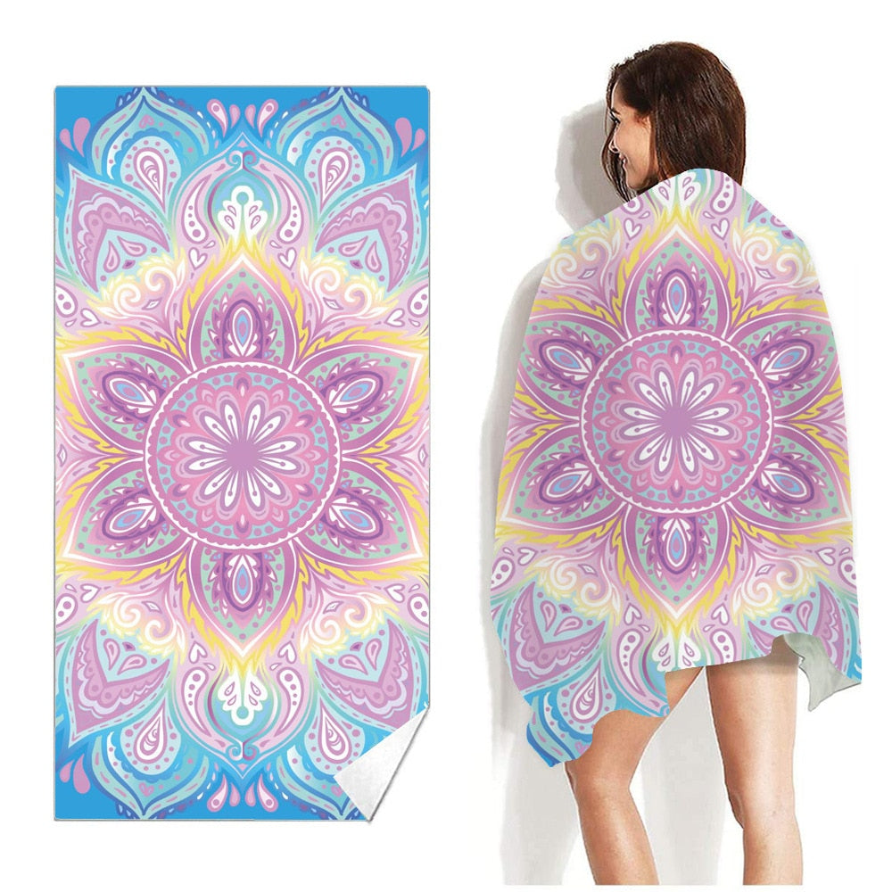 Microfibre beach towel sand free bohemian lightweight