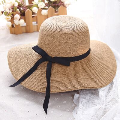 Wide Brim Khaki Floppy Ladies Straw Hat