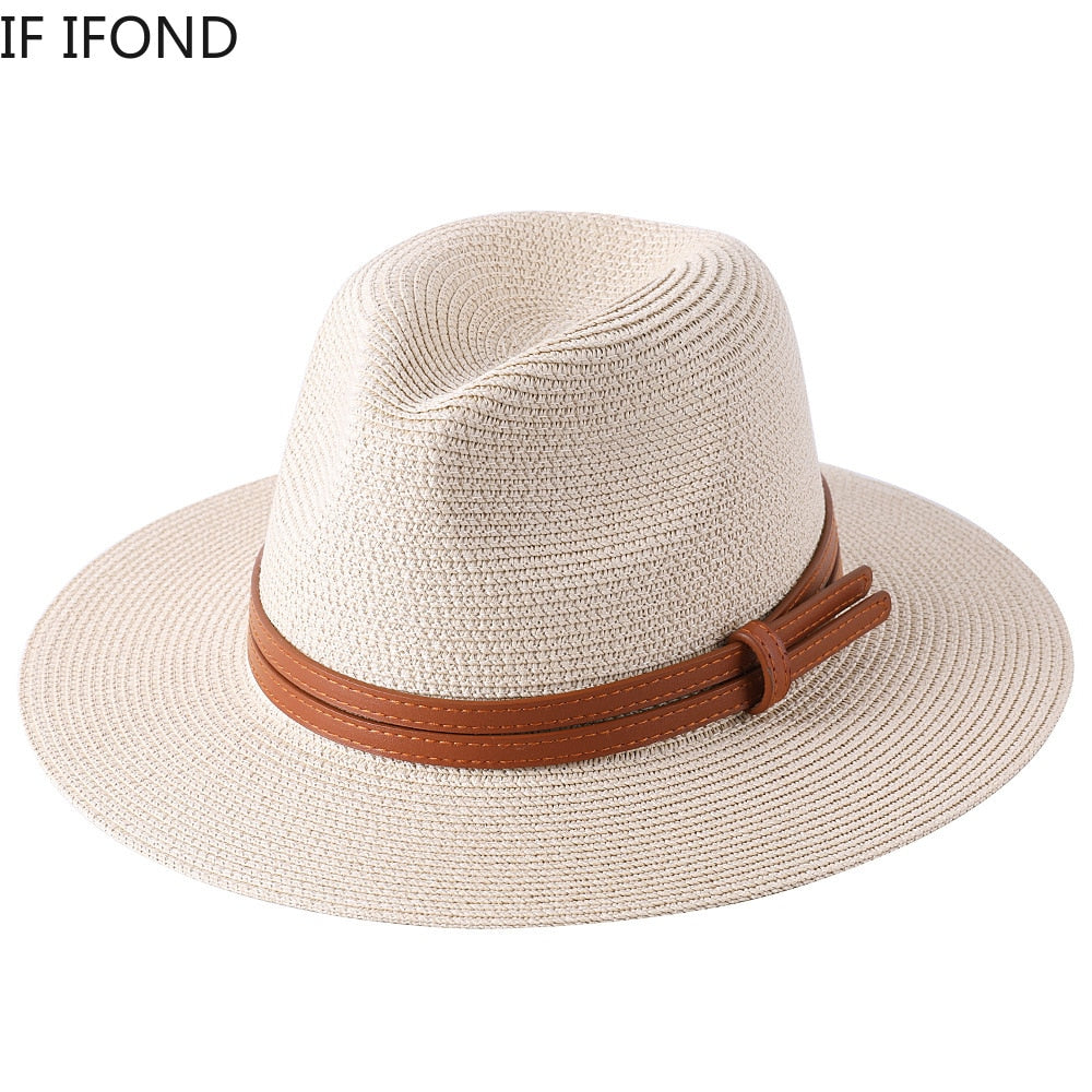 Beige Panama ladies retro summer beach hat