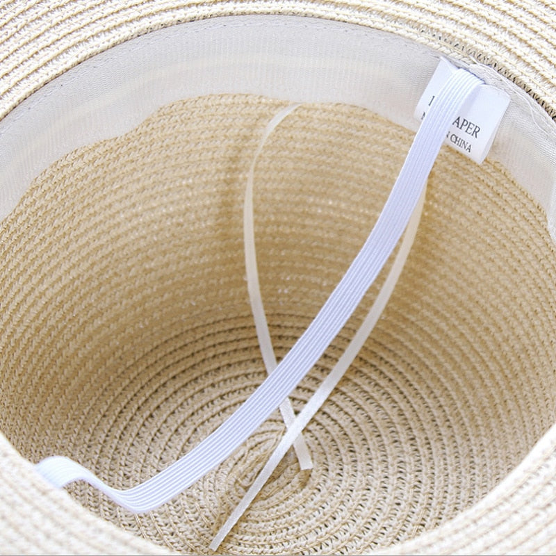 Wide Brim Floppy Ladies Straw Hat White