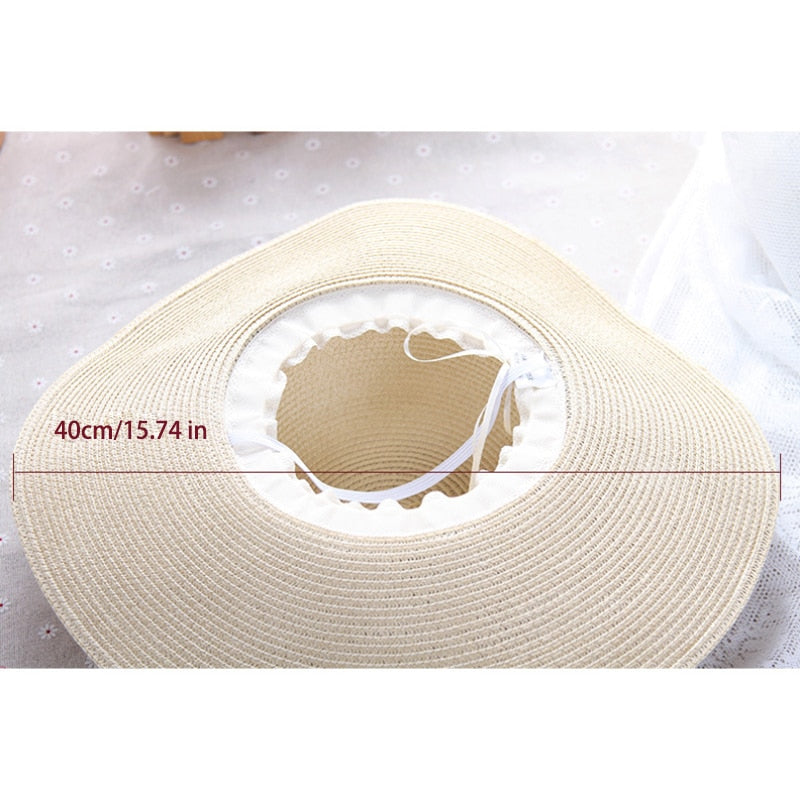 Wide Brim Floppy Ladies Straw Hat White