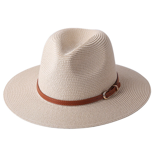 Beige Panama ladies retro summer beach hat